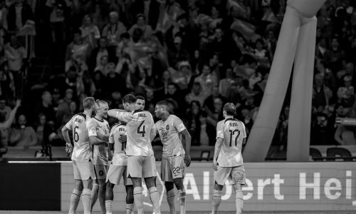 Virgil van Dijk of Netherlands, Denzel Dumfries of Netherlands, Tyrell Malacia of Netherlands, Remko Pasveer of Netherlands, Cody Gakpo of Netherlands during Nations League Netherlands - Belgie at Johan Cruijff Arena, Amsterdam, Noord Holland, Netherlands on September 25 2022. Photo: Ronald Hoogendoorn